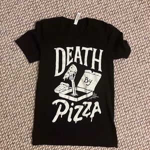 Graphic Black 'Death By Pizza' Women's Tee